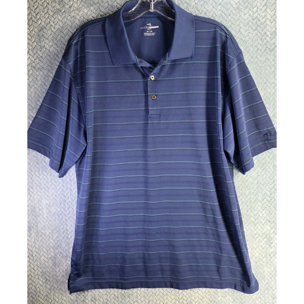 Grand Slam Athletic Golf Polo Shirt Mens XL Blue Stripe Short Sleeve G Summer